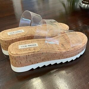 Steve Madden Women’s Defuse Cork wedge Platform Sandals